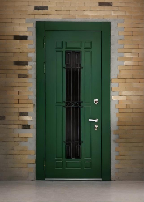 Дверь зеленого цвета