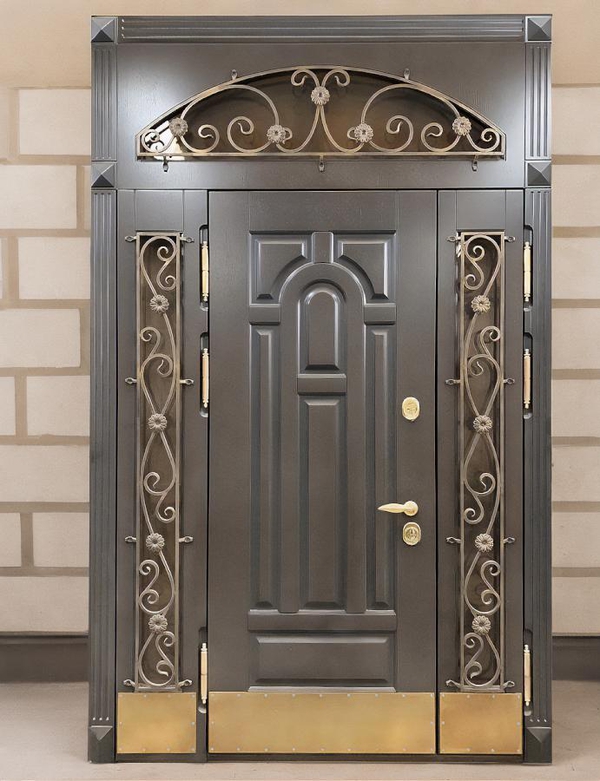 Дверь с решетками и отбойниками