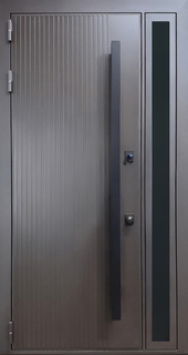 Входная термодверь с остеклением сбоку и с длинной вертикальной ручкой (МДФ с окрасом RAL) Входная термодверь с остеклением сбоку и с длинной вертикальной ручкой (МДФ с окрасом RAL)