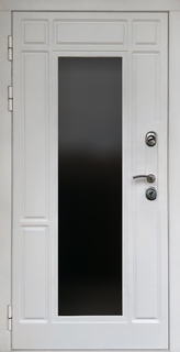 Входная термодверь с большим стеклопакетом (отделка МДФ RAL белый)